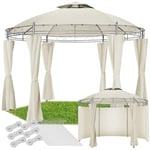 tectake® Tonnelle de Jardin autoportante Pavillon 3,5x3,5m en Acier époxy Tente de réception, 6 Rideaux de Tonnelle, Imperméable, Tonnelle terrasse Exterieur