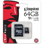 Carte Mémoire Kingston 64 GO Classe 10 + Adaptateur Pour Acer Switch Alpha 12