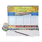 Sennelier Boite Metallique L'aquarelle Au Miel 3046450120858 Travel Box 24 Demi-Godets + Pinceau Art Peinture Comasound Kartel Csk Online