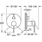 GROHE ESSENCE NY ettgreppsblandare Ø158mmx136mm extra delar 3-vägs mes