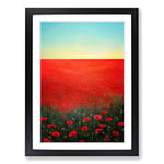 Poppy Flower Field At Dawn Framed Wall Art Print, Ready to Hang Picture for Living Room Bedroom Home Office, Black A2 (48 x 66 cm)