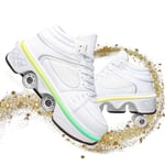 JYHGX Patins À Quatre Roues Chaussures à roulettes pour Enfant Multifonction 2 en 1 Déformation Chaussures Lumières LED Confortable Respirant