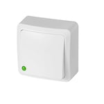 ELEKTROPLAST 1 interrupteur IP44 - Prise murale pour pièces humides Schuko Hermes ANTRA (double interrupteur 0332-07) x, blanc, L x P x H : 62 mm x 42 mm x 62 mm.