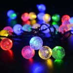 Solar String Lights Outdoor, 6M 30 LED Multicolor Crystal Ball Vattentäta julljusslingor för trädgård, trädgård,...