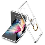 COQUE Étui pour Huawei P50 Pocket,coque de téléphone Tout Compris avec Support vidéo à Anneau,coque de téléphone Pliable pour Huawei P50 Pocket-Transparent