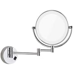 Vanity Makeup Mirrors LED Lights Hotel Bathroom Shaving Magnifying Cosmetic Mirror with Plug Double Folding Arms Wall Mirrors