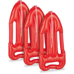 Relaxdays - Planche de sauvetage gonflable, lot de 3, avec corde, pour le carnaval, accessoire de piscine, bouée, rouge