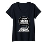 Womens I Speak Fluent Crossword, Funny Crossword Puzzle V-Neck T-Shirt