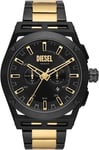 Diesel Montre pour homme Timeframe, mouvement chronographe, boîtier en acier inoxydable noir de 48 mm avec bracelet en acier inoxydable, DZ4612