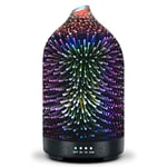 Diffuseur d'huiles essentielles Diffuseur d'aromathérapie en Verre 120ML Humidificateur d'air ultrasonique avec 7-Couleurs Changeantes, Minuterie et Arrêt Automatique pour Chambre Salon Spa Yoga