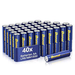 BONAI Longlife Piles Alcalines AA, Lot de 40 Batteries 1.5 V LR06,Longue durée et puissantes, idéales pour réveils, thermomètres, éclairage décoratif