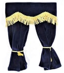 Melody Jane Dolls House Blue Velvet Curtains Gold Fringe Window Accessory