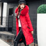 Down jacket winter Big Winter Coat Thickened Parka Women Stitching Slim Long Winter Coat Down Cotton Ladies Down Parka Down Jacket Women L Red