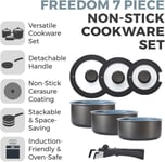 7 Piece Cookware Set By Tower Freedom T800201 with Detachable Handle and Lids