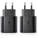 2-pack 25W USB-C Snabbladdare för Samsung Galaxy S23, S20, S21 FE, S21 Ultra 5G, S22, Note 20, A51, A53, A72, M43, M53, Z Fold3, Fold4, Flip 3/4