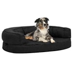 vidaXL ergonomisk hundeseng 90x64 cm hør-look fleece sort