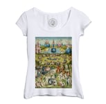 T-Shirt Femme Col Echancré Jerome Bosch Le Jardin Des Delices Peinture Art Sacre