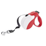 Ferplast Laisse Chien Enrouleur Amigo Mini, Laisse pour Petits Chiens jusqu'à 12 Kg. Sangle Extensible Max 3 m. Bouton de Verrouillage et de déverrouillage Unique, Rouge, Couvercle Blanc