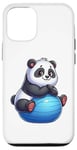 Coque pour iPhone 15 Pro Panda on Balle d'exercice Gym Fitness Entraînement