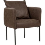 Fauteuil Rétro en Similicuir avec Coussin Pieds en Fer Noirs Marron Foncé Malmos