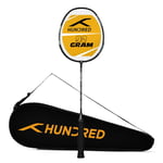 HUNDRED Powertek 200 Pro Graphite Strung Badminton Racket with Full Racket Cover (Black) | for Intermediate Players | Weight: 95 Grams | Maximum String Tension - 18-20lbs