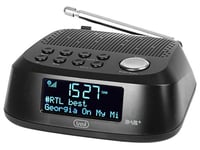 Trevi RC 80D4 Dab Radio-réveil électronique avec récepteur numérique Dab/Dab+, Grand écran LED, Fonction veilleuse, Fonction Snooze, Noir