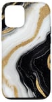 iPhone 14 Elegant White Abstract Black Stone Design Case