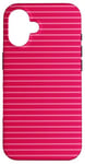 Coque pour iPhone 16 Rose vif rayé girly esthétique Preppy Stripe