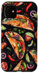 Coque pour iPhone 11 Aquarelle noire motif ethnique latino tacos Pan Dulce