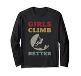 Girls Climb Better Outdoor Adventure Moon Silhouette Long Sleeve T-Shirt