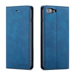 QLTYPRI Coque pour iPhone 7 Plus/iPhone 8 Plus, Housse en Cuir Premium PU Portefeuille Etui, [Fentes pour Cartes] [Fermoir Magnétique] [Stand Fonction] Flip Coque pour iPhone 7 Plus/8 Plus - Bleu