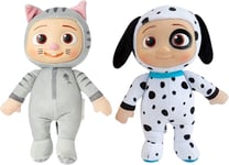 CoComelon JJ Kitty & Puppy Plush Stuffed Animal Toys, 2 Pack - 8" Plush - for 18