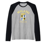 Vintage Milan Flag Italy Souvenir Italia Milano Roman Empire Raglan Baseball Tee