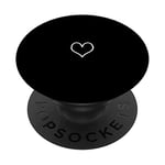 Minimal White Heart Line Cute Love Symbol Shape Girl Gift PopSockets Support et Grip pour Smartphones et Tablettes