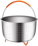 Thstheaven Steamer Basket, 304 Stainless Steel Steamer Insert with Silicone Covered Handle, Rice Cooker Steam Basket Pressure Cooker Steamer Basket for Steaming Vegetables Fruits Eggs-3Qt