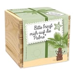 Feel Green - WE CREATE NATURE ecobox Bitte bringt Mich Auf Die Palmier », Plantes dans la boîte en Bois 11 x 11 x 10 cm, fabriqué en Autriche, idée Cadeau Durable, Grow Your Own Kit de Culture