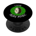 St Patrick's Day Bodhran, j'aime la musique irlandaise PopSockets PopGrip Adhésif