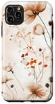 Coque pour iPhone 11 Pro Max Blanc abstrait floral mignon beige marron fleurs sauvages esthétiques