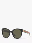 Gucci GG0035SN Women's Round Sunglasses, Black/Green