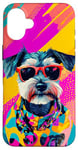 Coque pour iPhone 16 Plus Figurine schnauzer miniature tendance et colorée Pop Art