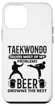 Coque pour iPhone 12 mini Le taekwondo résout la plupart de mes problèmes, la bière se noie le reste