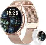 Montre Connectée Femme Ronde Avec Tension Artérielle/Sommeil Moniteur/Cycle Menstruel/Fréquence Cardiaque/Podometre, 1,39"" Smartwatch Avec Appel Bluetooth Pour Ios Android (Or Rose)