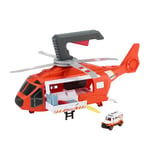 Matchbox Toy Car & Playset, 16-In Large-Scale Helicopter Transforms into Rescue Station, Kid-Powered Propeller, With 1:64 Scale Die-Cast Ambulance, HXM74