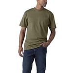 Dickies Men's Short Sleeve Heavyweight Crew Neck Pocket T-Shirt Henley, Military Green, XXL