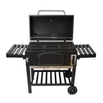 BBQ XXL-Barbecue Grill&Fumoir Type Américain Acier Noir Jardin Max 5.5Kg Charbon