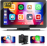 Carplay sans Fil Ecran Voiture Android Auto sans Fil avec 2,5K Dash Cam,Portable Autoradio Bluetooth écran Tactile 7 Pouces avec DVR Airplay Navigation en Ligne TF/SD(Q1619)