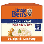 Uncle Bens Boil In Bag Long Grain Rice, Bulk Multipack 12 x 500g boxes (Total 96 bags, single portion bags)