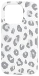 iPhone 15 Pro White Gray Cheetah Leopard Print Animal Skin Cute Trendy Case