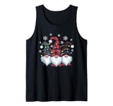 Funny Three Gnomes Men Women Buffalo Plaid Red Christmas Tank Top