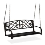 Relaxdays Banc Suspendu, 2 sièges, balançoire de Jardin à Suspendre, Design Vintage, métal,HlP 197x133x58cm, Noir bronzé